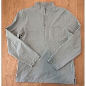 Lululemon Jacket Men Woven Air Half Zip Green Performance L/XL Look At Measure!